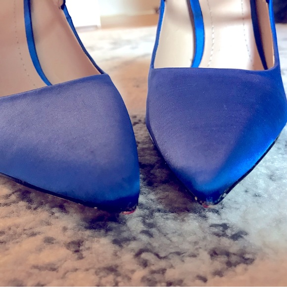 NWT Zara Strappy Satin Heels in Cobalt Blue - Picture 7 of 16